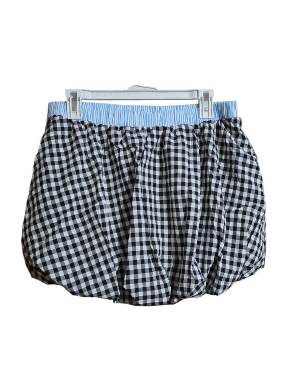 Gingham Bubble Mini Skort Black & White - Picture 6 of 15
